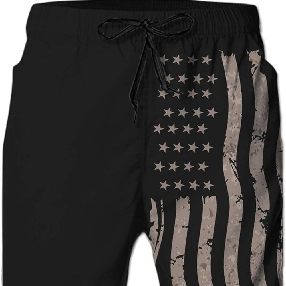 Men Swim Trunks Drawstring Elastic Waist Quick Dry Beach Shorts with Mesh Lining